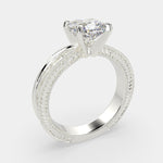 Load image into Gallery viewer, Sabrina Cushion Cut Solitaire Hand Engraved Milgrain Engagement Ring Setting - Nivetta
