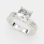 Load image into Gallery viewer, Sabrina Cushion Cut Solitaire Hand Engraved Milgrain Engagement Ring Setting - Nivetta
