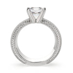 Load image into Gallery viewer, Sabrina Emerald Cut Solitaire Hand Engraved Milgrain Engagement Ring Setting - Nivetta
