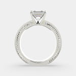 Load image into Gallery viewer, Sabrina Emerald Cut Solitaire Hand Engraved Milgrain Engagement Ring Setting - Nivetta
