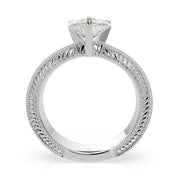 Sabrina Heart Cut Solitaire Hand Engraved Milgrain Engagement Ring Setting - Nivetta