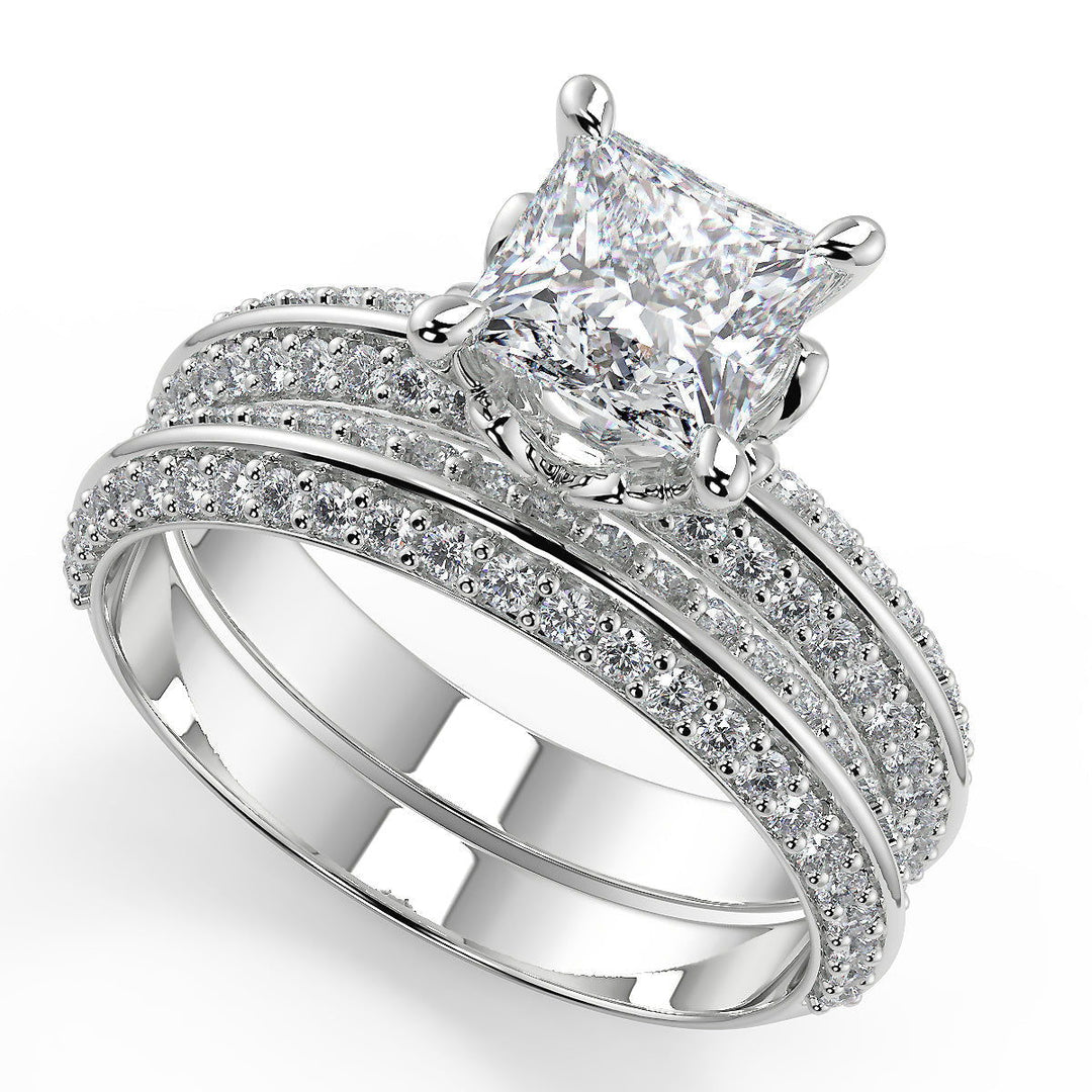 Sabrina Knife Edge Pave Double Sided Princess Cut Diamond Engagement Ring - Nivetta