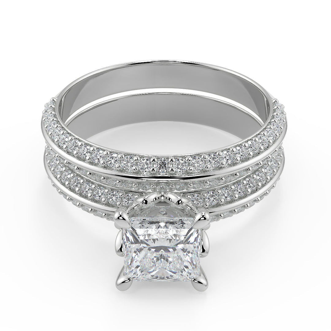 Sabrina Knife Edge Pave Double Sided Princess Cut Diamond Engagement Ring - Nivetta