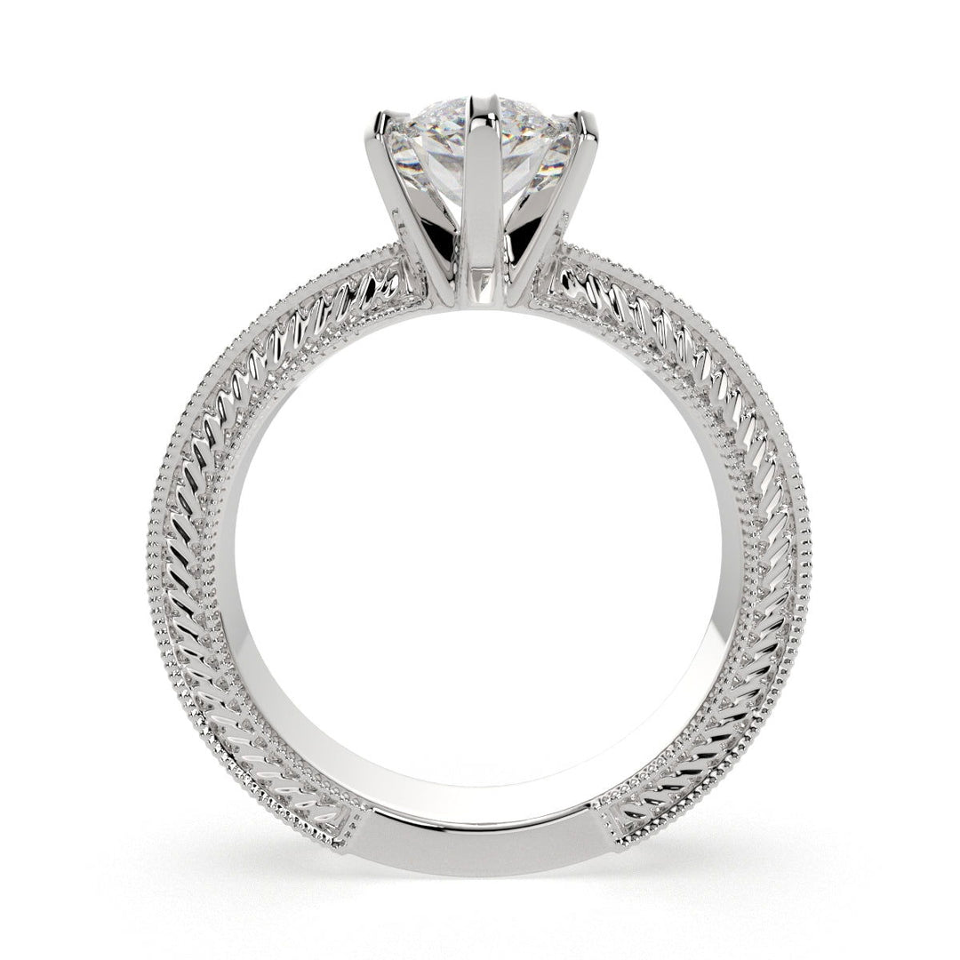 Sabrina Marquise Cut Solitaire Hand Engraved Milgrain Engagement Ring Setting - Nivetta