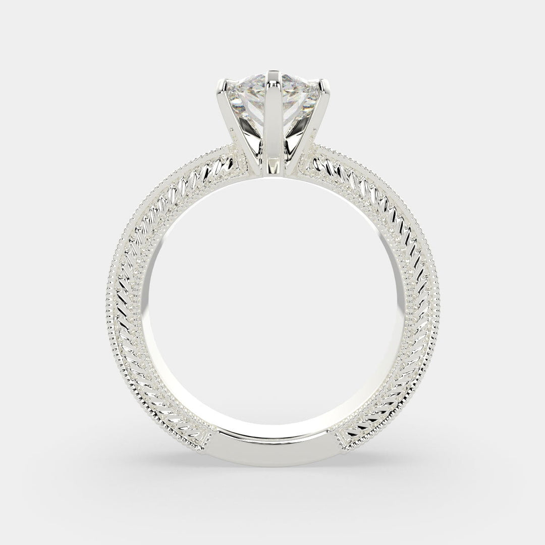 Sabrina Marquise Cut Solitaire Hand Engraved Milgrain Engagement Ring Setting - Nivetta
