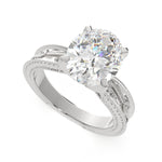Load image into Gallery viewer, Sabrina Oval Cut Solitaire Hand Engraved Milgrain Engagement Ring Setting - Nivetta
