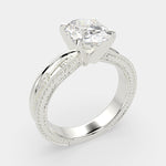 Load image into Gallery viewer, Sabrina Oval Cut Solitaire Hand Engraved Milgrain Engagement Ring Setting - Nivetta
