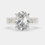 Load image into Gallery viewer, Sabrina Oval Cut Solitaire Hand Engraved Milgrain Engagement Ring Setting - Nivetta
