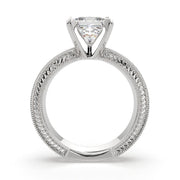 Sabrina Princess Cut Solitaire Hand Engraved Milgrain Engagement Ring Setting - Nivetta