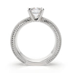 Load image into Gallery viewer, Sabrina Radiant Cut Solitaire Hand Engraved Milgrain Engagement Ring Setting - Nivetta
