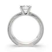 Sabrina Radiant Cut Solitaire Hand Engraved Milgrain Engagement Ring Setting - Nivetta