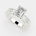 Load image into Gallery viewer, Sabrina Radiant Cut Solitaire Hand Engraved Milgrain Engagement Ring Setting - Nivetta
