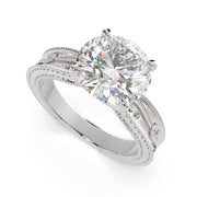 Sabrina Round Cut Solitaire Hand Engraved Milgrain Engagement Ring Setting - Nivetta