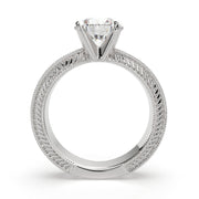 Sabrina Round Cut Solitaire Hand Engraved Milgrain Engagement Ring Setting - Nivetta