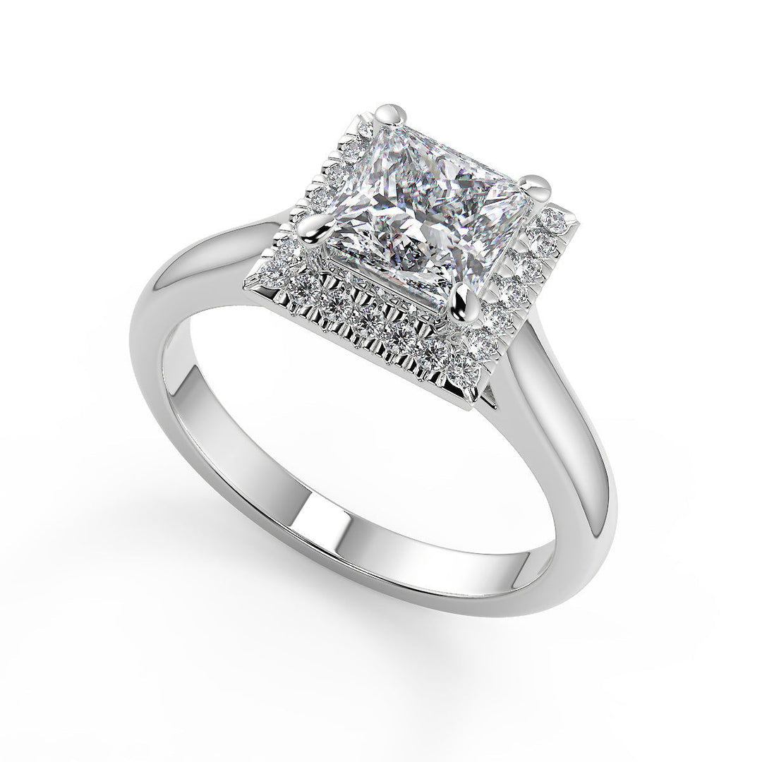 Sage Halo 4 Prong Princess Cut Diamond Engagement Ring - Nivetta