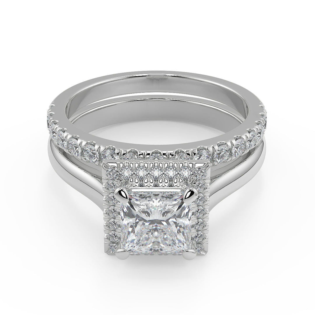 Sage Halo 4 Prong Princess Cut Diamond Engagement Ring - Nivetta