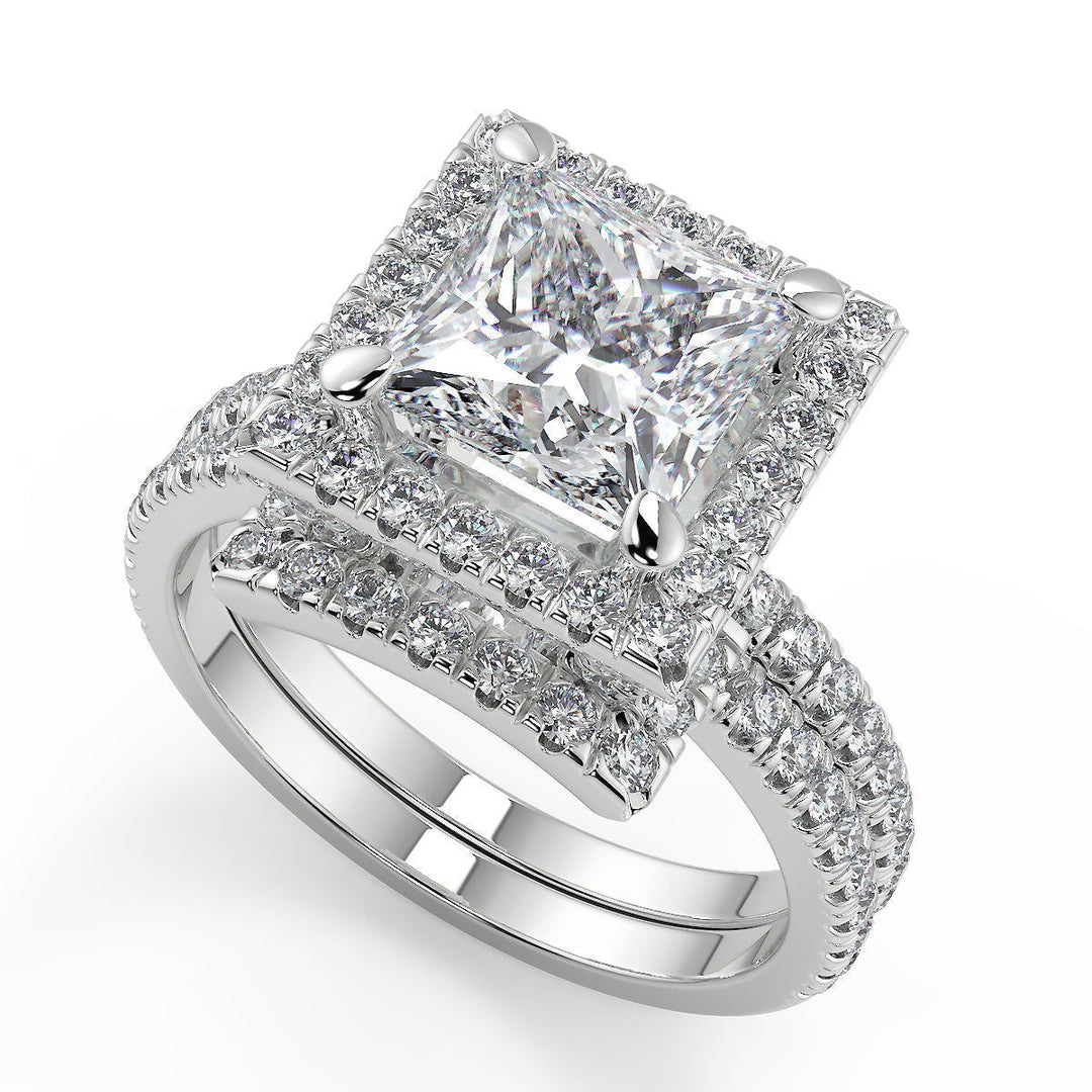 Sanai Micro Pave Halo Princess Cut Diamond Engagement Ring - Nivetta