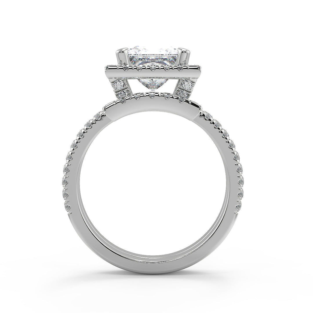 Sanai Micro Pave Halo Princess Cut Diamond Engagement Ring - Nivetta