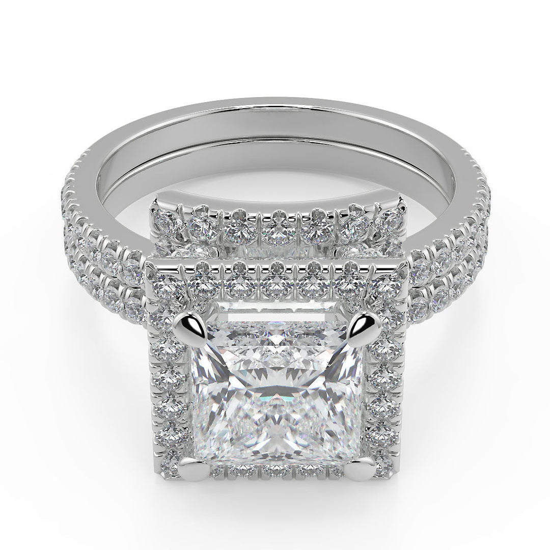 Sanai Micro Pave Halo Princess Cut Diamond Engagement Ring - Nivetta