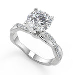 Load image into Gallery viewer, Saniyah Petite twist Pave Round Cut Diamond Engagement Ring - Nivetta
