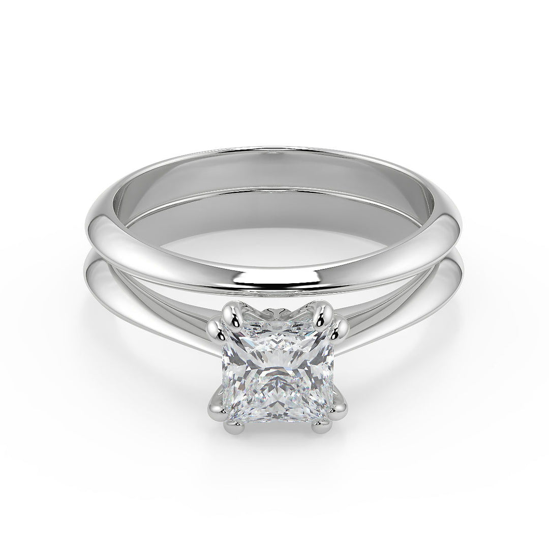 Sarai Double Prong Solitaire Princess Cut Diamond Engagement Ring - Nivetta