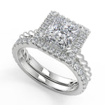 Load image into Gallery viewer, Sariah Halo Rope Twist Princess Cut Diamond Engagement Ring - Nivetta
