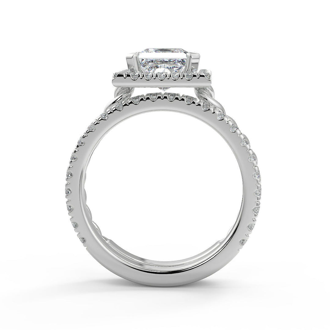 Sariah Halo Rope Twist Princess Cut Diamond Engagement Ring - Nivetta