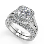 Load image into Gallery viewer, Savannah Double Prong Split Halo Cushion Cut Engagement Ring - Nivetta
