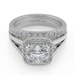 Load image into Gallery viewer, Savannah Double Prong Split Halo Cushion Cut Engagement Ring - Nivetta
