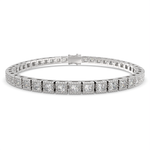 Load image into Gallery viewer, Serenella Princess Cut Diamond Tennis Bracelet Milgrain Bezel (4 ctw) - Nivetta
