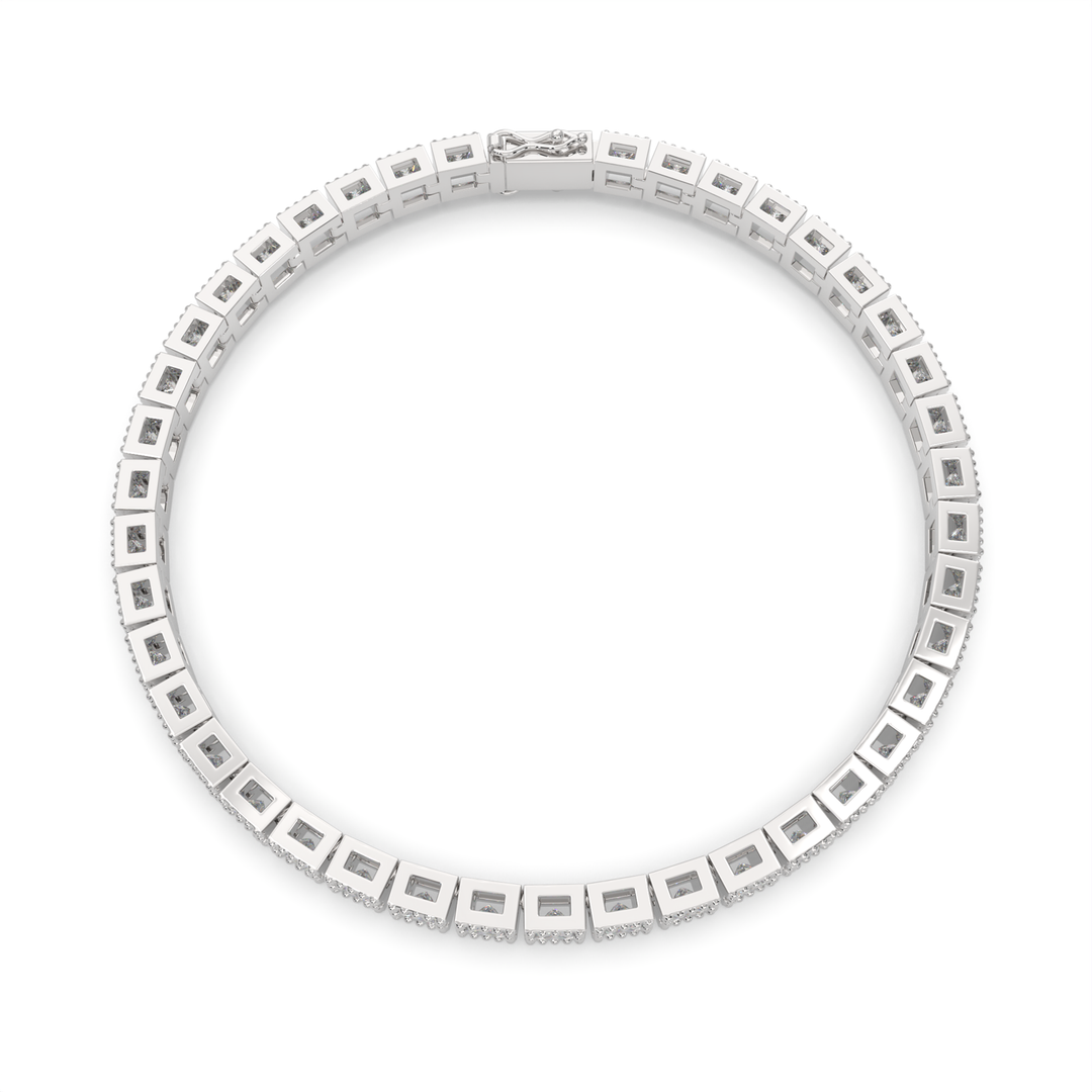 Serenella Princess Cut Diamond Tennis Bracelet Milgrain Bezel (4 ctw) - Nivetta