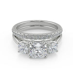 Load image into Gallery viewer, Sherlyn 3 Stone Solitaire Cushion Cut Diamond Engagement Ring - Nivetta
