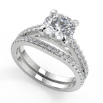 Load image into Gallery viewer, Shyanne 4 Prong Cathedral Pave Round Cut Diamond Engagement Ring - Nivetta
