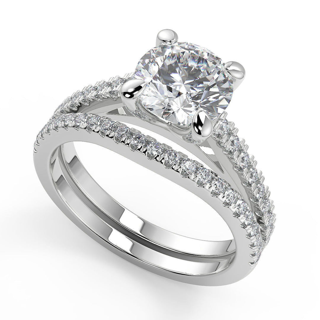 Shyanne 4 Prong Cathedral Pave Round Cut Diamond Engagement Ring - Nivetta