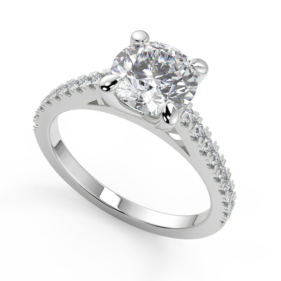 Shyanne 4 Prong Cathedral Pave Round Cut Diamond Engagement Ring - Nivetta