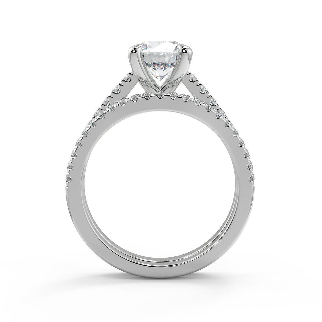 Shyanne 4 Prong Cathedral Pave Round Cut Diamond Engagement Ring - Nivetta