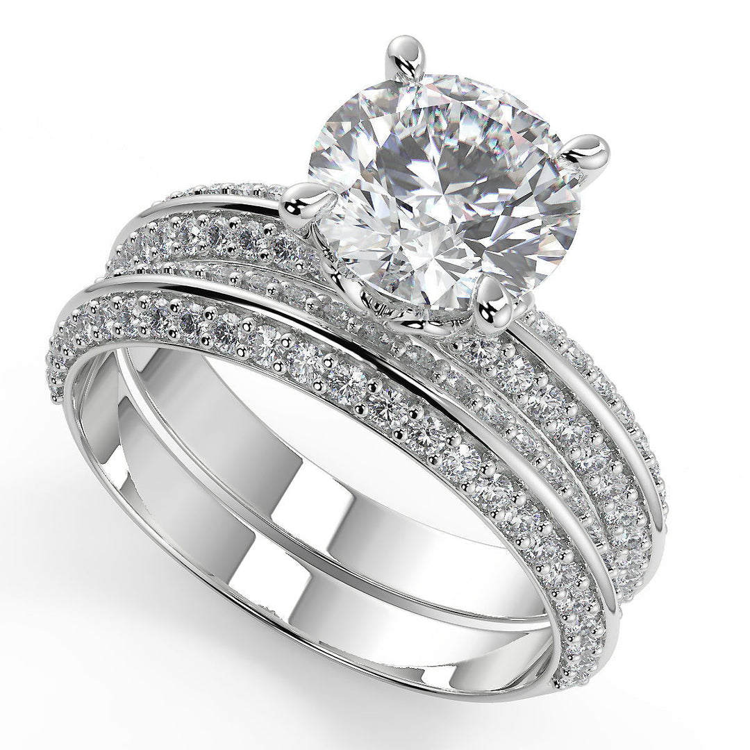 Sidney Knife Edge Pave Double Sided Round Cut Engagement Ring - Nivetta