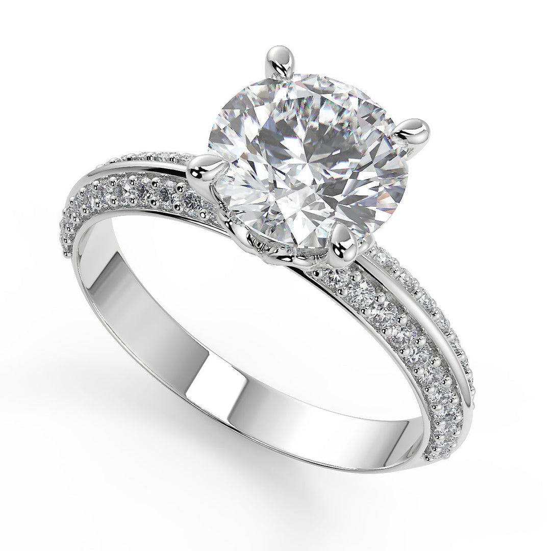 Sidney Knife Edge Pave Double Sided Round Cut Engagement Ring - Nivetta