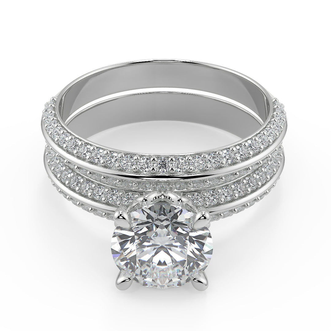 Sidney Knife Edge Pave Double Sided Round Cut Engagement Ring - Nivetta