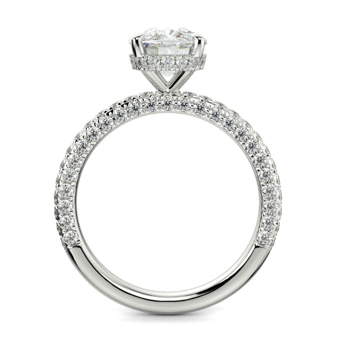 Sonya Cushion Cut Pave Hidden Halo Engagement Ring Setting - Nivetta