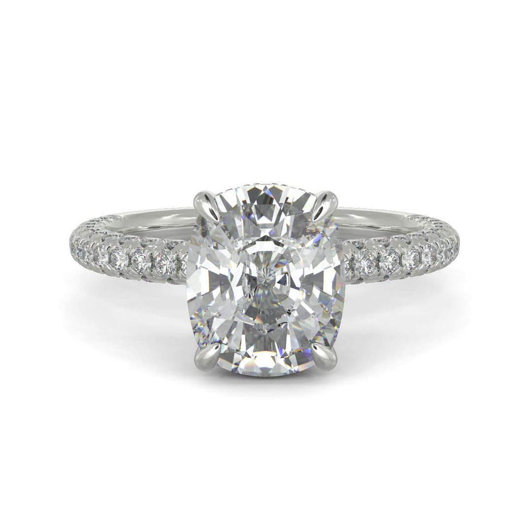 Sonya Cushion Cut Pave Hidden Halo Engagement Ring Setting - Nivetta