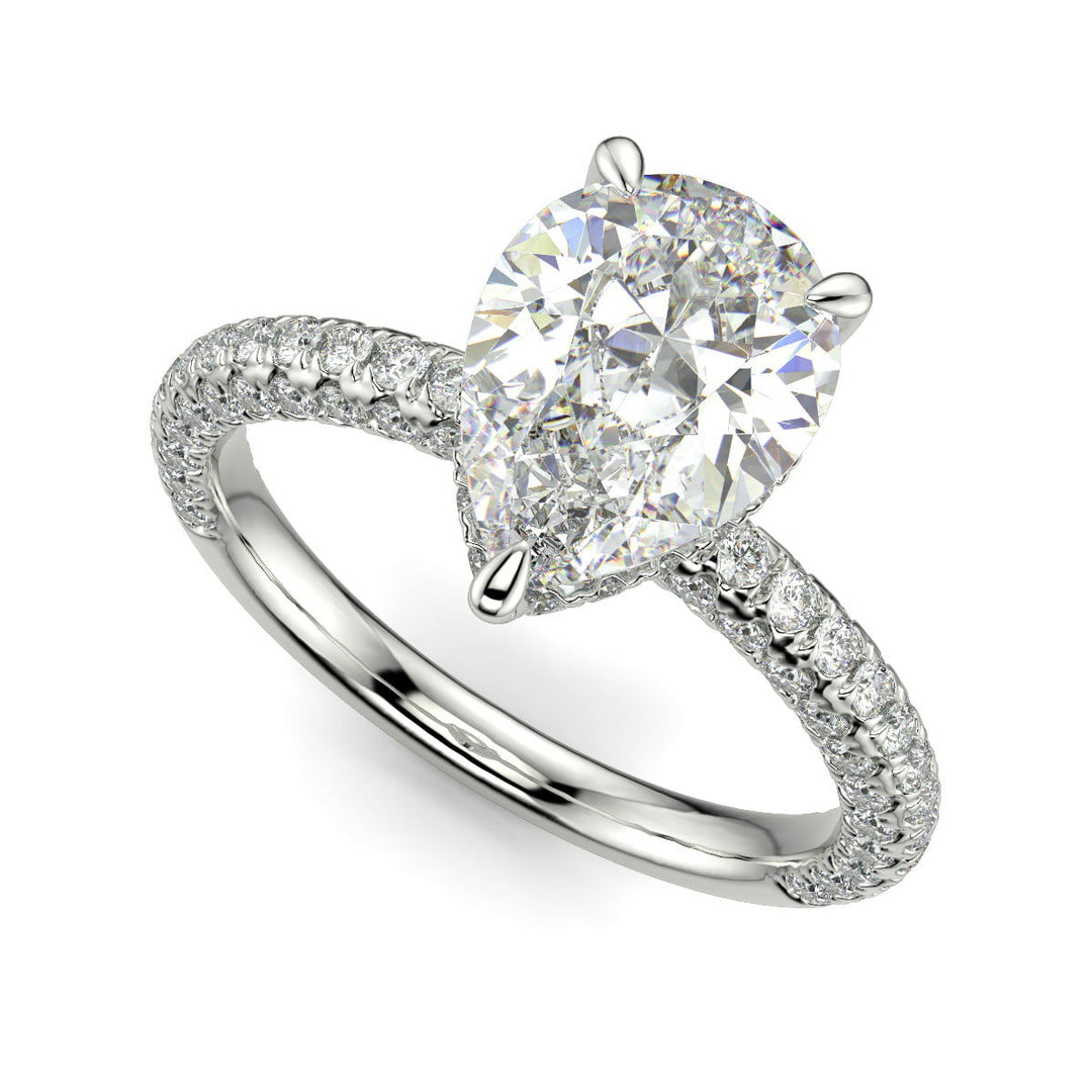 Sonya Pear Cut Pave Hidden Halo Engagement Ring Setting - Nivetta