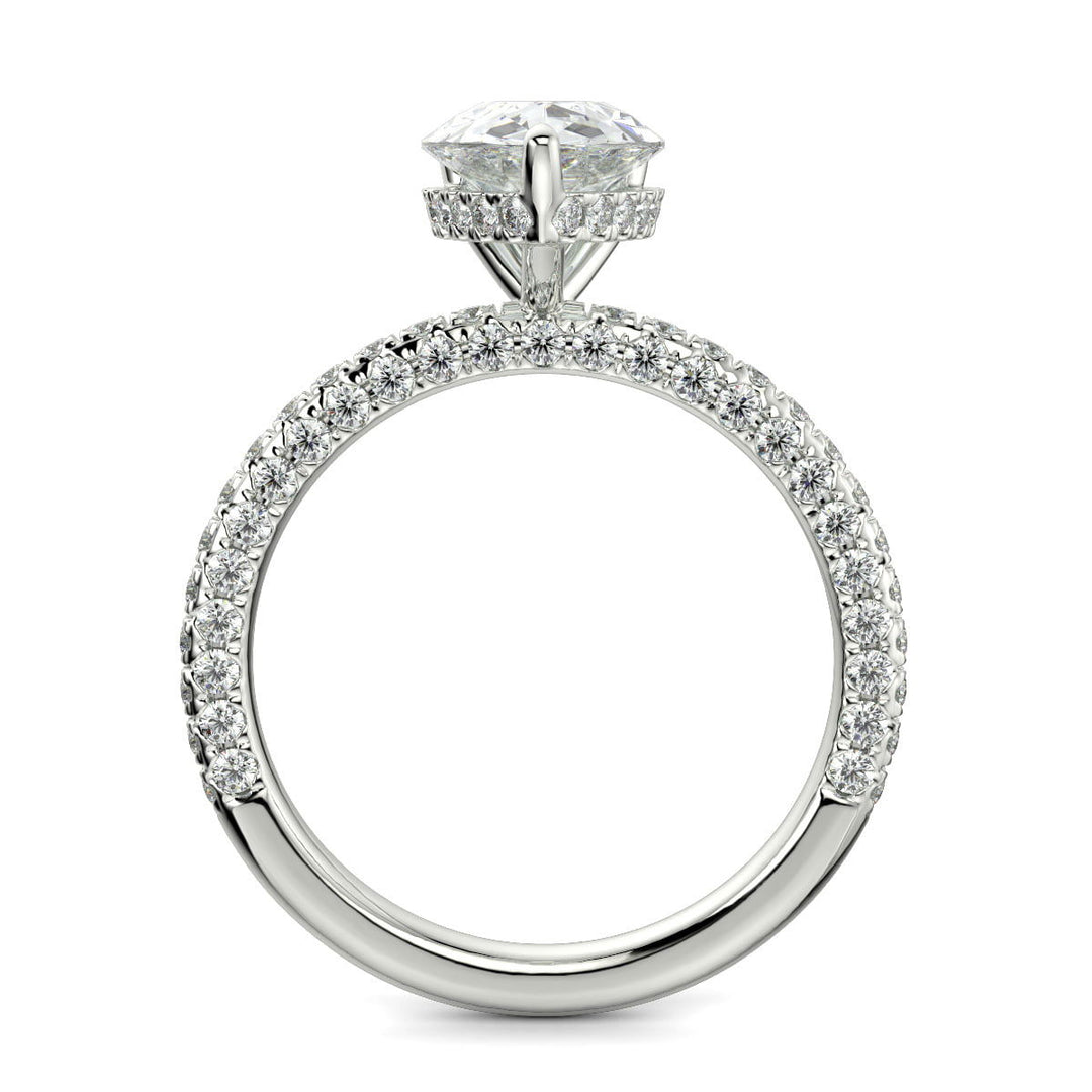 Sonya Pear Cut Pave Hidden Halo Engagement Ring Setting - Nivetta