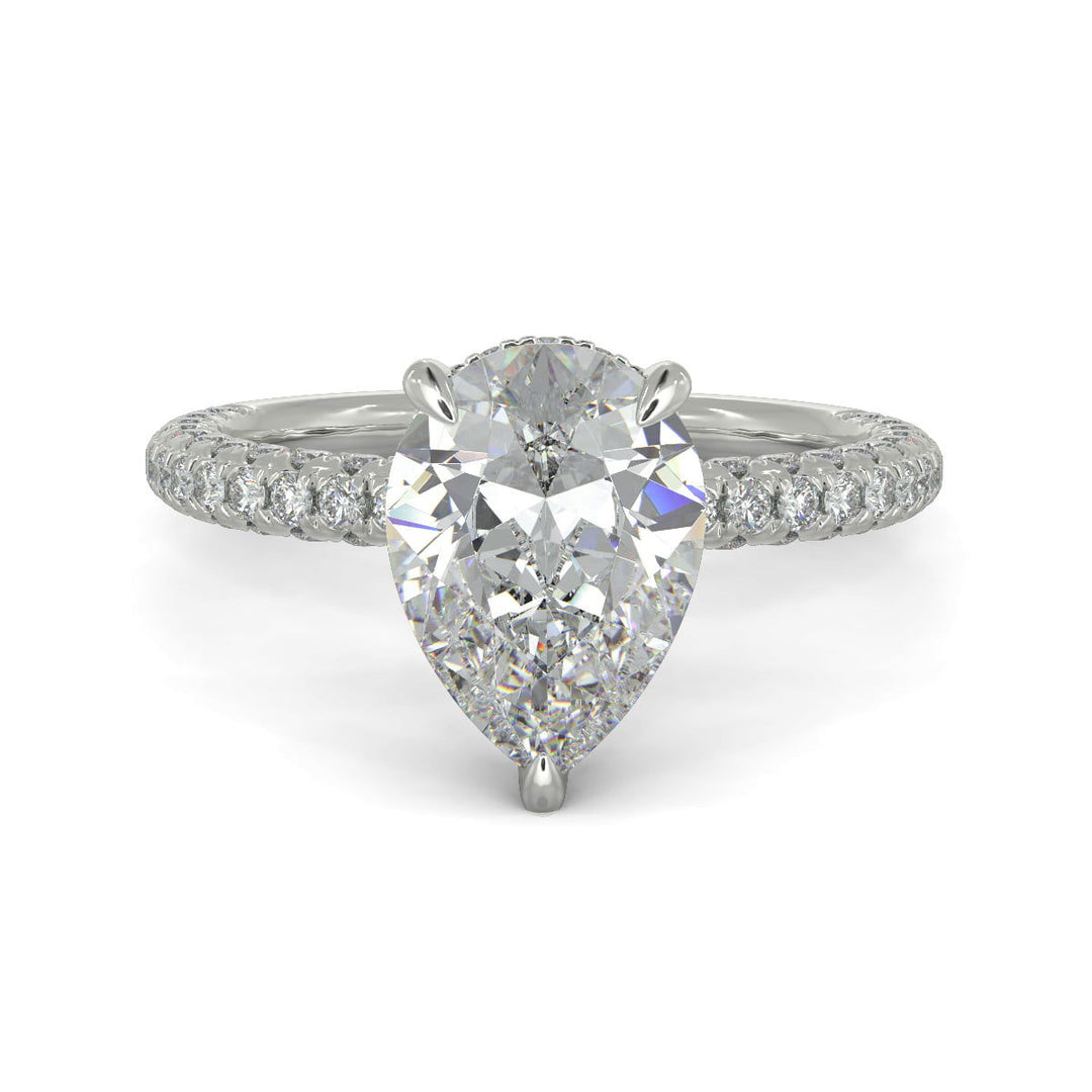 Sonya Pear Cut Pave Hidden Halo Engagement Ring Setting - Nivetta