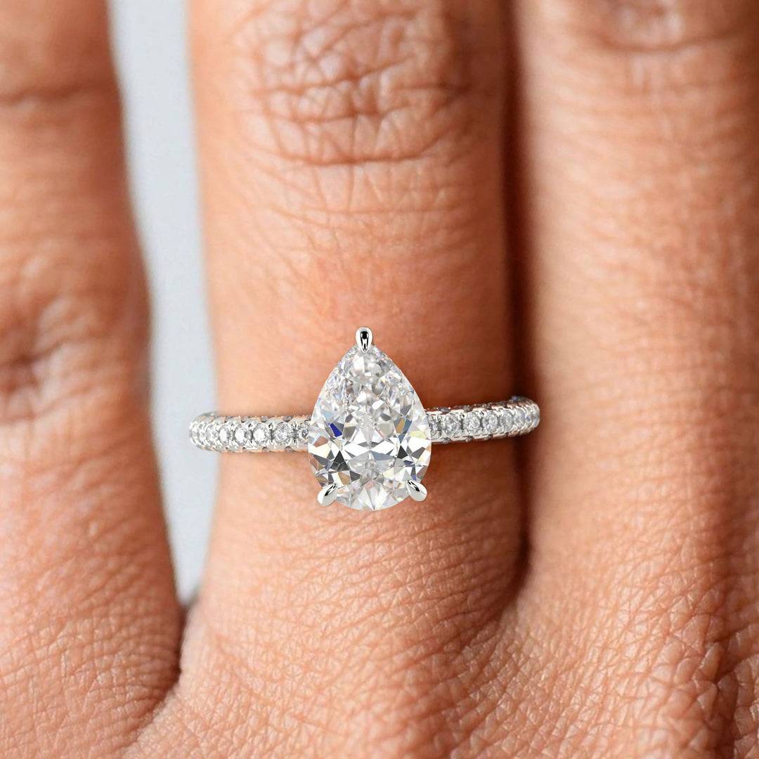 Sonya Pear Cut Pave Hidden Halo Engagement Ring Setting - Nivetta