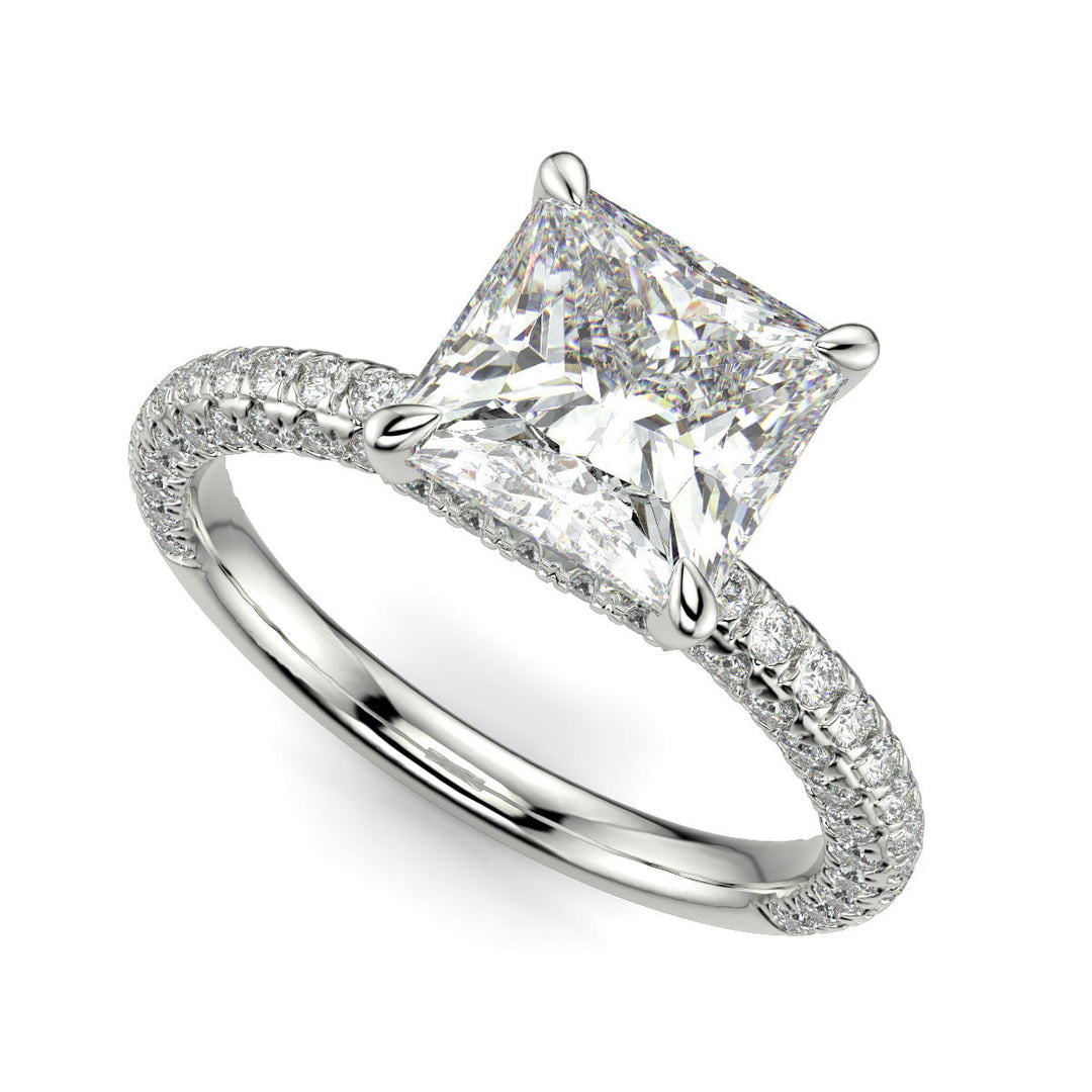 Sonya Princess Cut Pave Hidden Halo Engagement Ring Setting - Nivetta