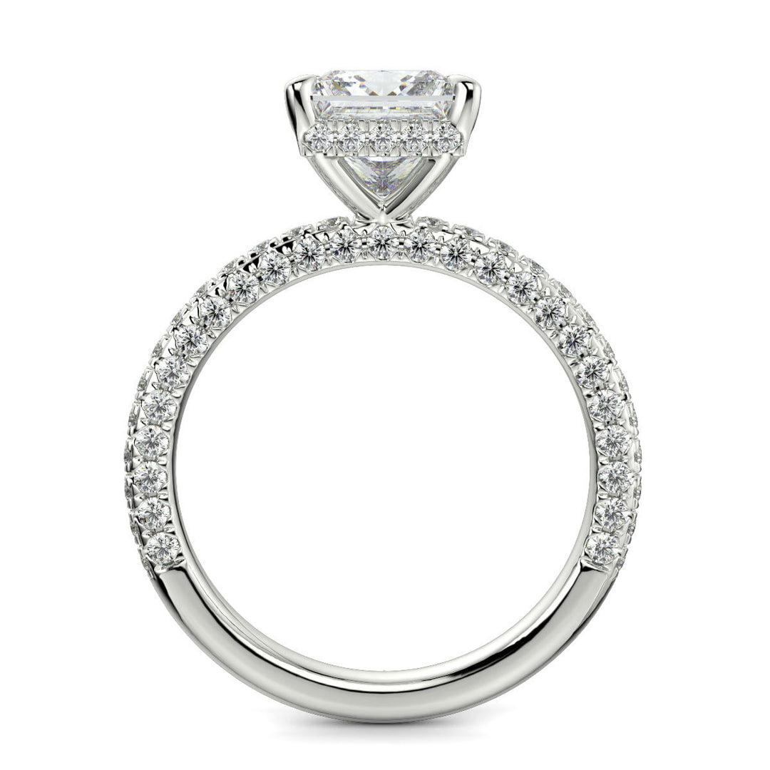 Sonya Princess Cut Pave Hidden Halo Engagement Ring Setting - Nivetta