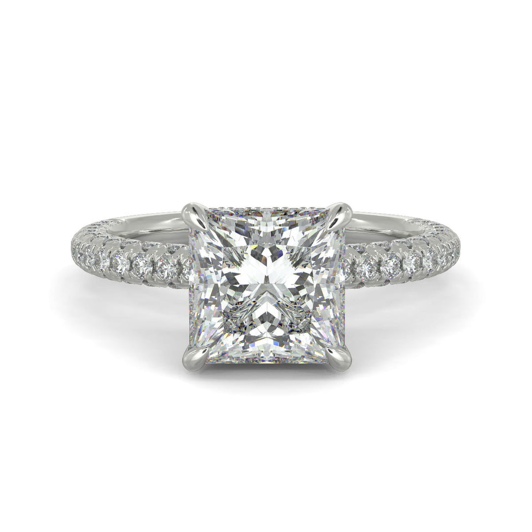 Sonya Princess Cut Pave Hidden Halo Engagement Ring Setting - Nivetta