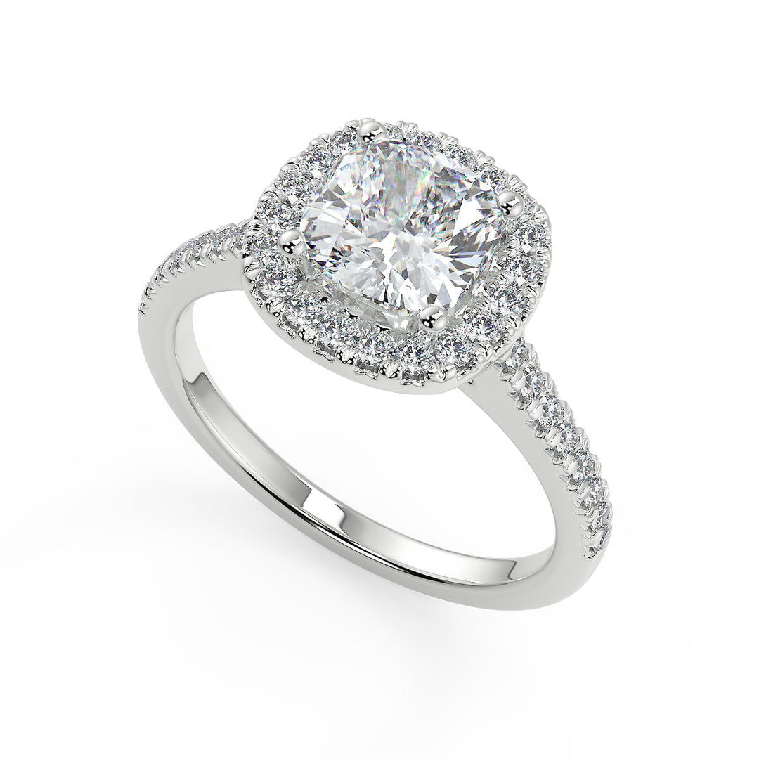 Sydnee Halo Pave Cushion Cut Diamond Engagement Ring - Nivetta