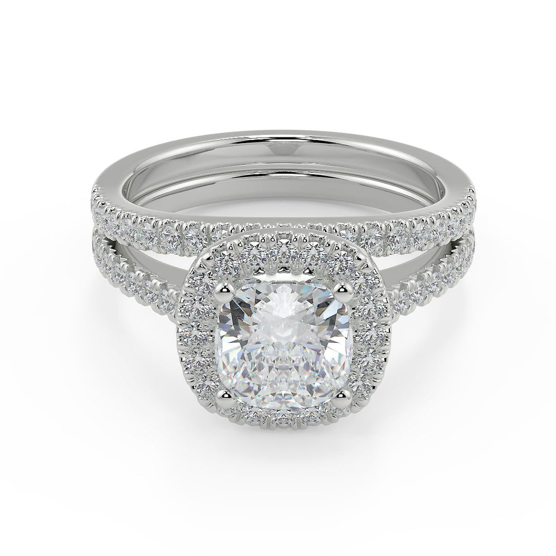 Sydnee Halo Pave Cushion Cut Diamond Engagement Ring - Nivetta